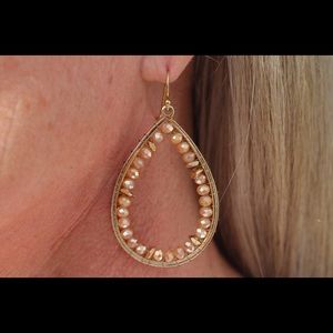 Gold Drop Earrings with Gold Bead Detail